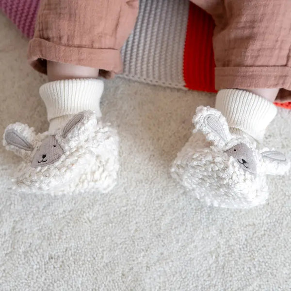 Sophie Home Cotton Knit Baby Booties: Sheep Boucle