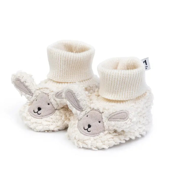 Sophie Home Cotton Knit Baby Booties: Sheep Boucle