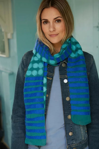 Pachamama Spots & Stripes Scarf - Blue