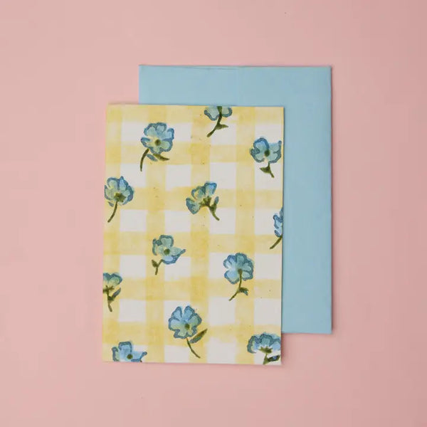 Hand Block Printed Greeting Card - Gc Gingham Alaska