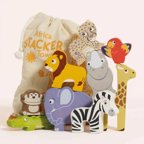 African Stacking Animals & Bag