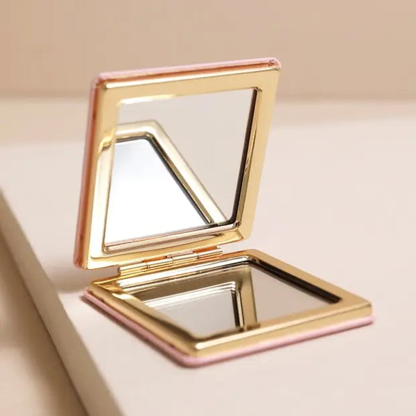Pink Dog Print Compact Mirror
