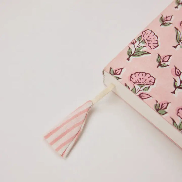 Hand Block Printed Blank A5 Notebook - Ditsy Floral Blush