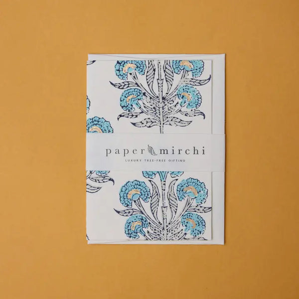 Block Printed Greeting Card - Aurora Blue Opal
