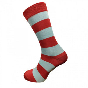 Joya Luxurious Bamboo Socks 7-11 / Teal & Red Stripe