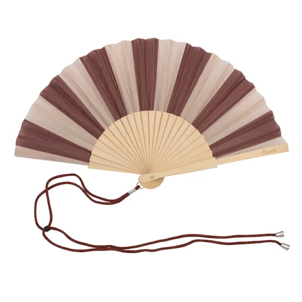 Hand Fan - Brown/Beige Striped