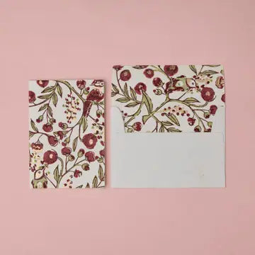 Hand Block Printed Greeting Card - Songbird Scarlet