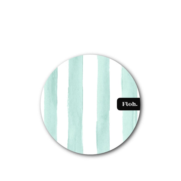 Round Coaster - Mint Stripes