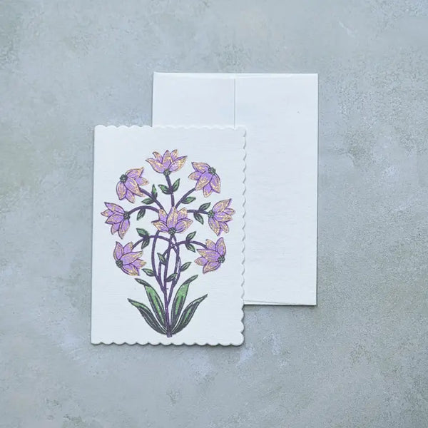 Hand Block Printed Greeting Card - Champaca Lilac