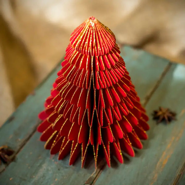 Red Paper Honeycomb Trees 60cm