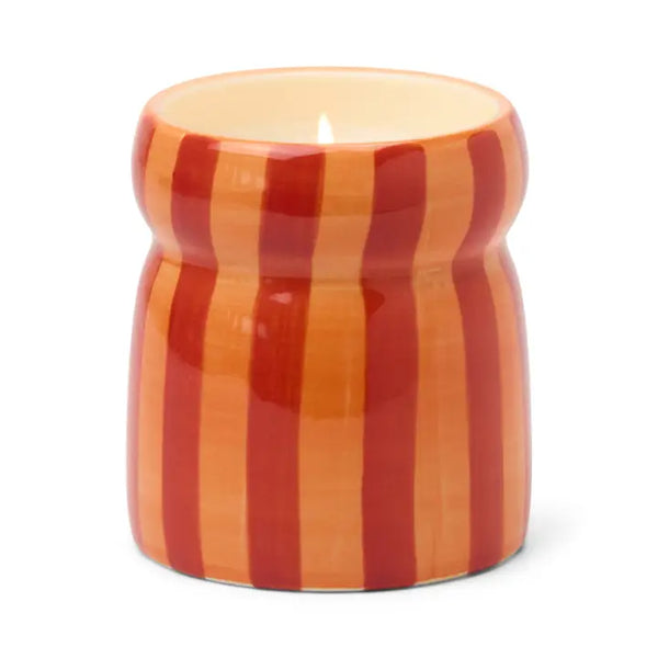 Cabana  Striped Ceramic Candle - Spiced Apple