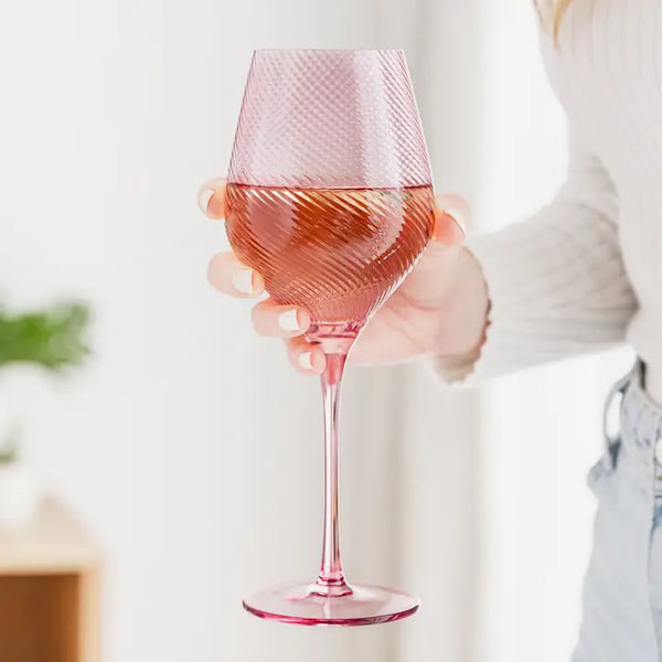 Twist Coloured Wine Glasses - Set of 2 - Pink/Peach