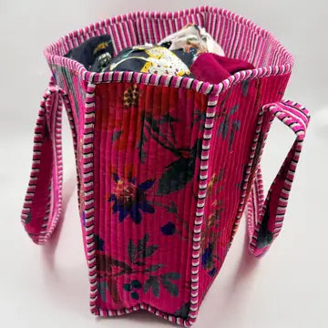 Velvet Kantha Quilted Boho Reversible Tote Bag