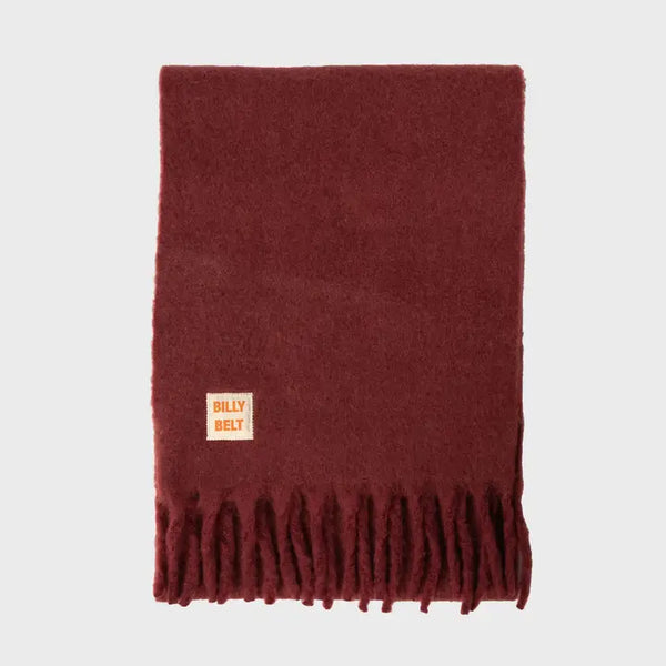 Wide Scarf in Mixed Wool - Wine Red