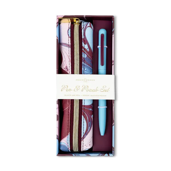 Pen & Pouch Set - Marble