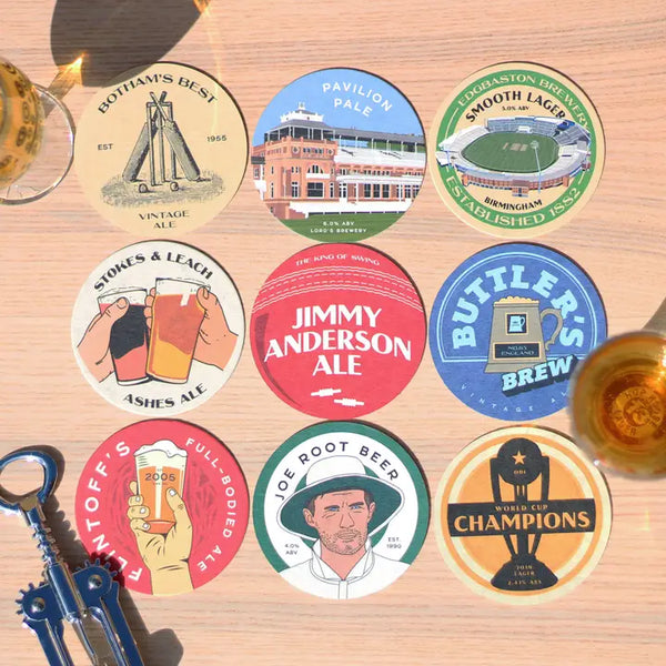 England Cricket Themed Beer Mats
