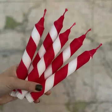 Classic Christmas Red Candy Stripe Dinner Candle