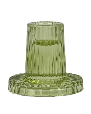 Demi Glass Dinner Candle Holder - Dark Citron