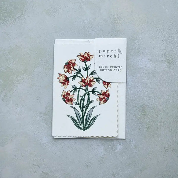 Hand Block Printed Greeting Card - Champaca Sage