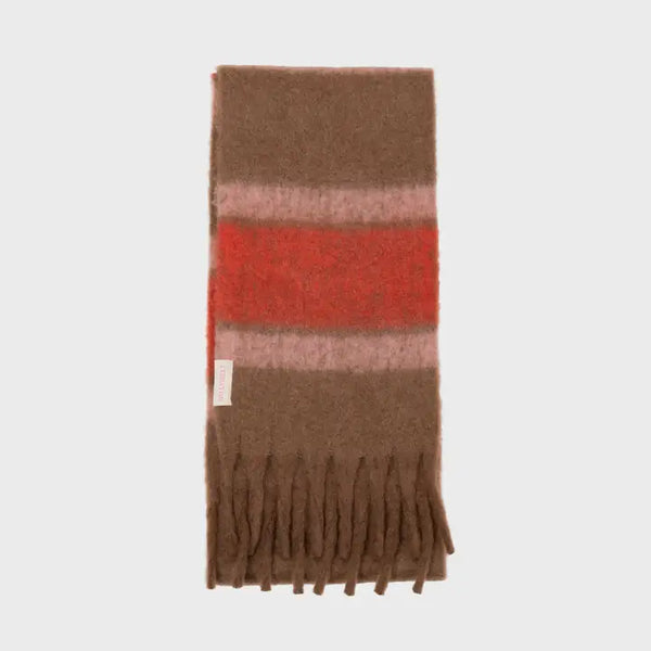 Fine Mixed Wool Scarf - Pink, Brown & Red