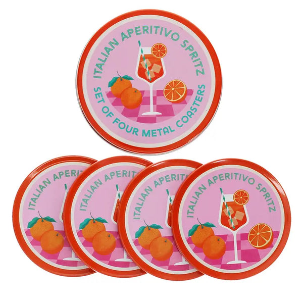 Metal Coasters Set of 4 - Italian Aperol Spritz
