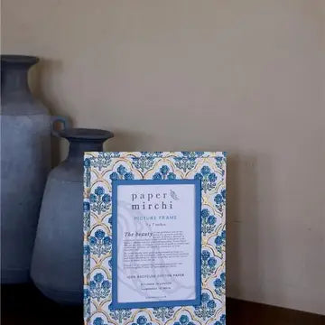 Block Printed Picture Frame (5x7) - Trellis Indigo