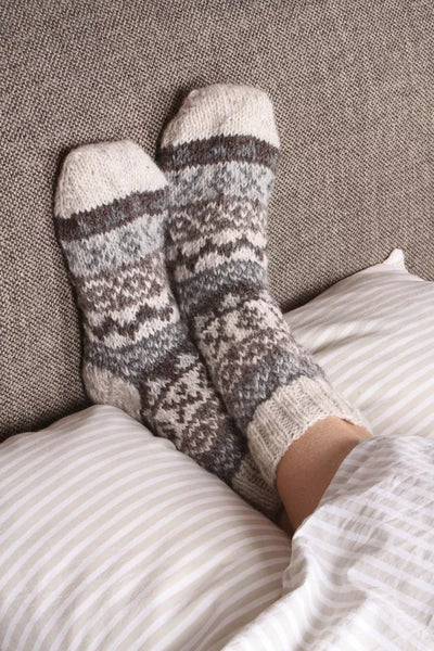 Pachamama Classic Fairisle Sofa Socks - Natural
