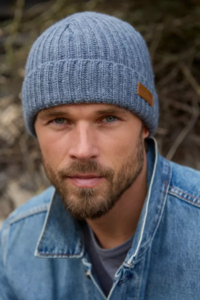 Pachamama Mens Merino Fisherman Beanie - Dusty Blue