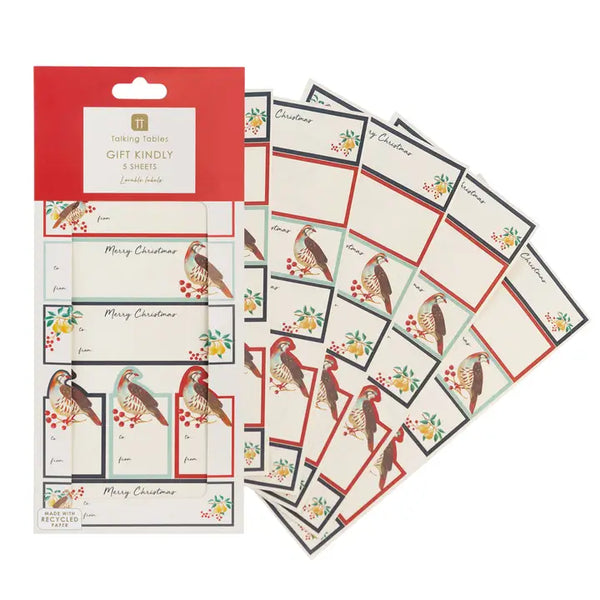 Partridge & Pear Gift Labels - 40 Pack