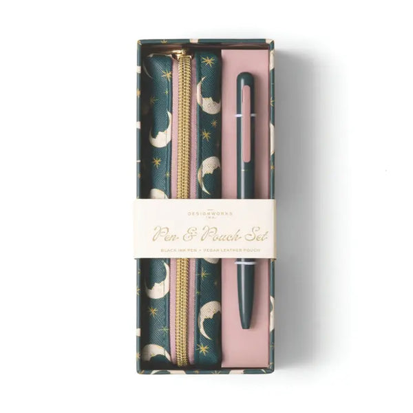 Pen & Pouch Set - Teal Moon