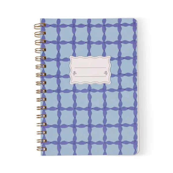 A5 Twin Wire Notebook - Blue Lattice
