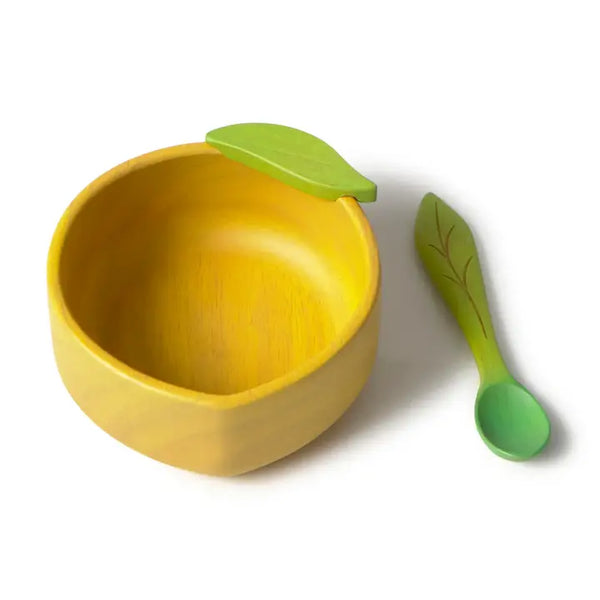 Lou The Lemonwood Rubber baby Bowl & Spoon