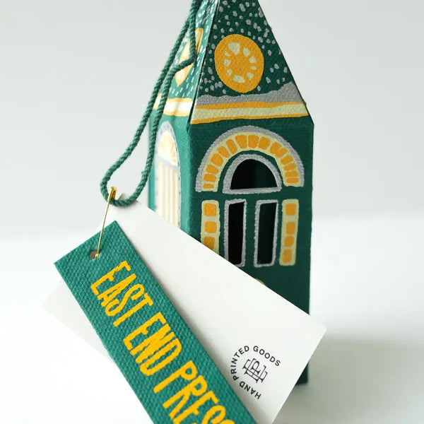 Screen-Printed Board Decoration - Winter Steeple
