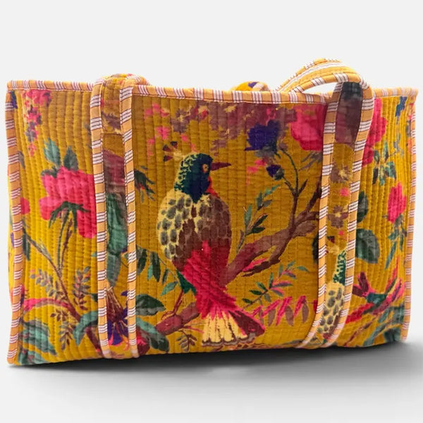 Velvet Kantha Quilted Boho Reversible Tote Bag