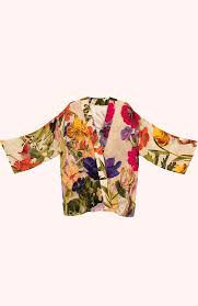 Powder Mid-Length Kimono - Cream Posy