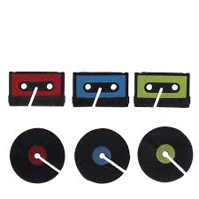 Music drinks markers (set of 6) - Record and cassette
