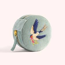 Powder Round Jewellery Box - Swooping Swallows