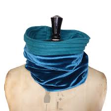 Anna Falcke Velvet Snood - Teal Blue