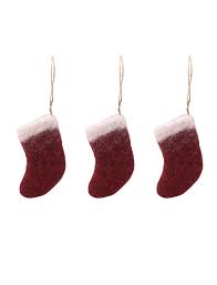 Felted Christmas Stocking Hanging Decoration - Set of 3