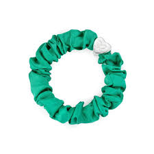 byEloise Silver Heart Silk Scrunchie - Jungle Green