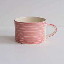 Musango Large Sgraffito Stripe Rose Mug