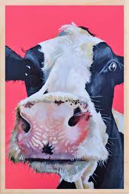 Wooden Postcard - Pink Cow