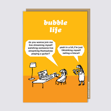 Modern Toss Funny Card - Bubble Life Streaming