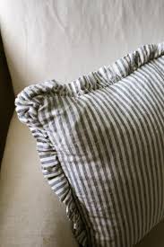 The Provence Blue Ticking Stripe Washed Linen Cushion