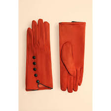 Powder Beatrice Faux Suede Gloves - Tangerine