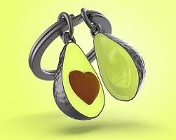 Metalmorphose Keyring - Green Avocado with Heart Seed