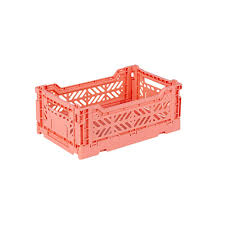 Mini Folding Stackable Storage Crate - Salmon Pink