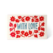 Cambridge Imprint Pack of Leaves & Stars With Love Cards - Red & Blue