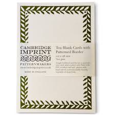 Cambridge Imprint Pack of 10 Patterned Postcards - Olive Green