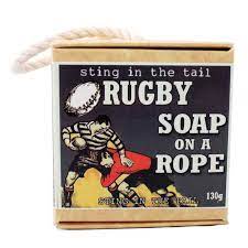 Rugby Ball Soap on a Rope